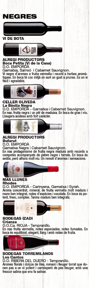 carta de vins negres