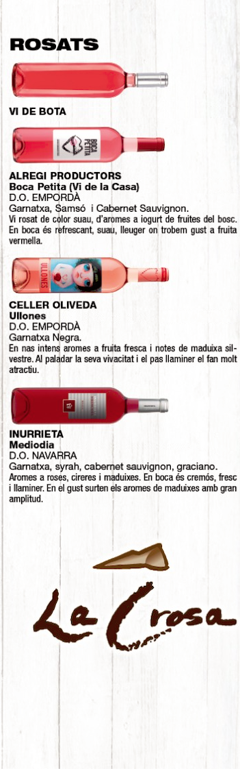 carta de vins rosats